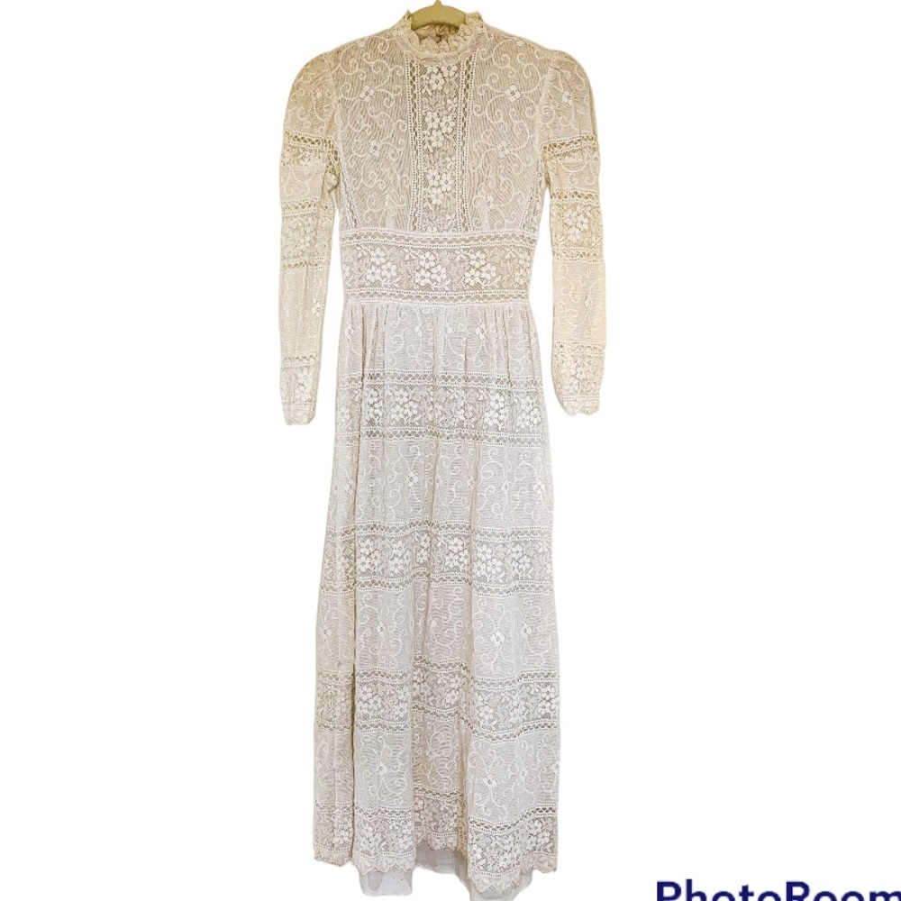 COPY - 70s vintage handmade lace maxi dress Lanz Original